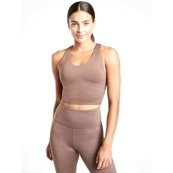Athleta Tops - Athleta Ultimate Space Dye Crop Supersonic Bra Top Womens S Smoked‎ Almond Yoga